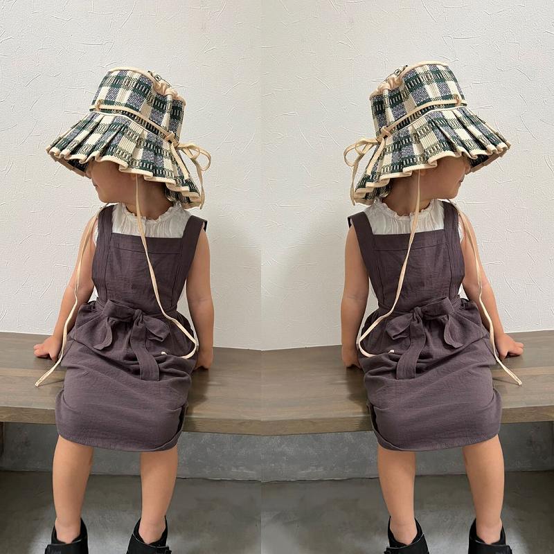 【訳あり】【B級品】【返品・交換不可】 麻20% 麻混 グレージュ カジュアルワンピ エプロンワンピース 女の子 子供 秋 Aライン 無地 シンプル ナチュラル...