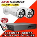 防犯カメラ POE給電 カメラ 屋外 屋内 2台 録画機セット 1TBHDD内蔵 有線 発光 録音 双方向通話 8ch 人感センサー搭載 遠隔操作 防水 500万 アキバガジェット