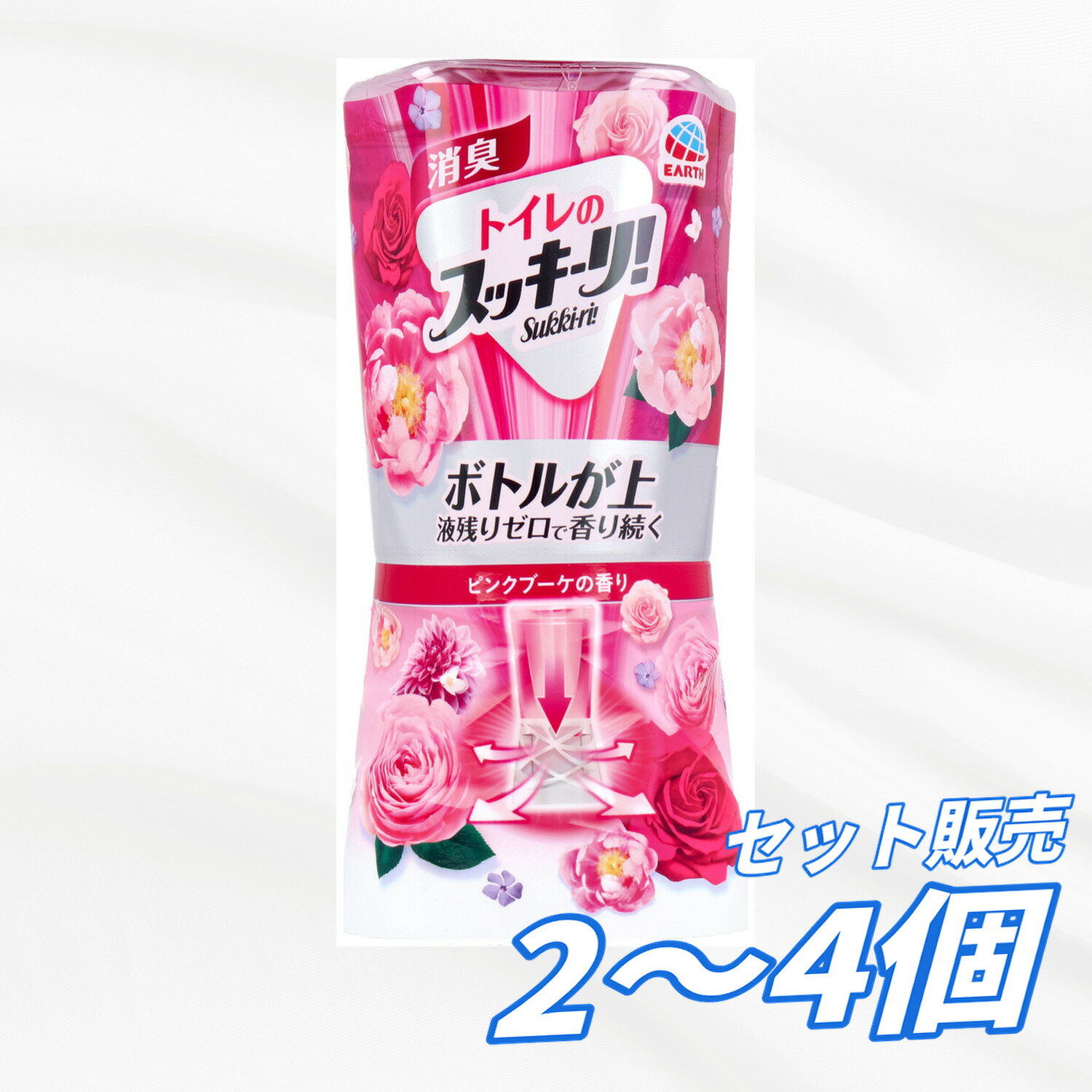 【2個3個4個セット】アース製薬 トイレのスッキーリ！ ピンクブーケの香り 400mL 消臭芳香剤 トイレ用 置き型 消臭剤 芳香剤 液残りゼロ 香り長持ち ニオイ対策トイレ用品