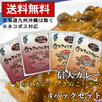 【ネコポス対応】信大カレー4パックセット（きのこカレー・きのこハヤシ） 送料無料 信州大学 パウチ 中辛