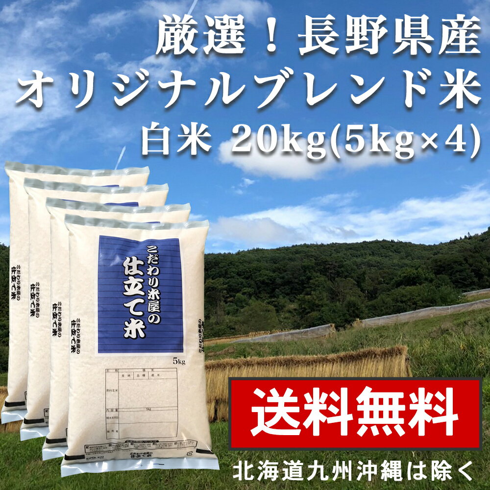 【長野県産 オリジナルブレンド米 白米 20kg(5kg×4) 送料無料】長野県産 白米 コシヒカリ 風さやか 秋田こまち ミルキークイーン 未検査米