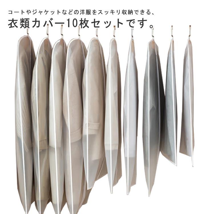 Rakuten - 半透明 ほこり除け 10枚セット　洋服カバー ジッパー 整理 フルカバー 衣装カバー 前開き 型崩れ防止 クローゼット収納 洗える センタ
