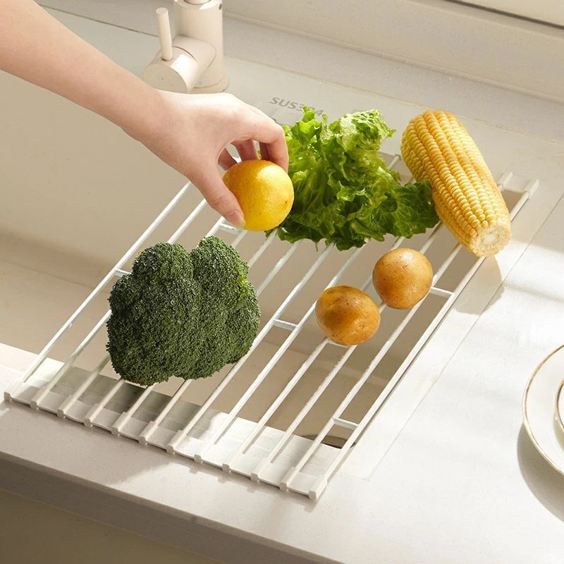 Rakuten - 水切 折りたたみ キッチン 滑り止め 流し台 抗菌 シンク上 洗い物 台所用品 錆びない 食器 コンパクト シリコン 水きり 大容量 水切りマット 水切りかご 収納 水切りラック スリム