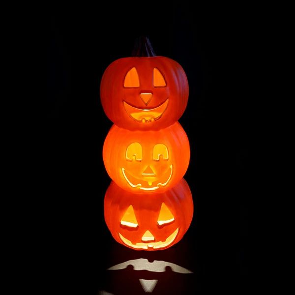 【ハロウィン】パンプキン3連ランタン 46cm 光る フラッシュ ランタン かぼちゃ パンプキン ハロウイン..