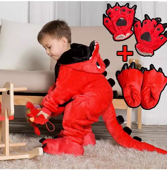 ハロウィン 衣装レッド恐竜着ぐるみ パジャマ 大人用 男女兼用 子供大人サイズ赤ちゃんかわいいモンスターパジャマ 衣装 変装 コスチューム キャラクターサザック連帽室内パジャマハロウィン 動物/怪獣/パジャマ/きぐるみ/部屋着/仮装/学園祭/パーティーグッズ/コスプレ