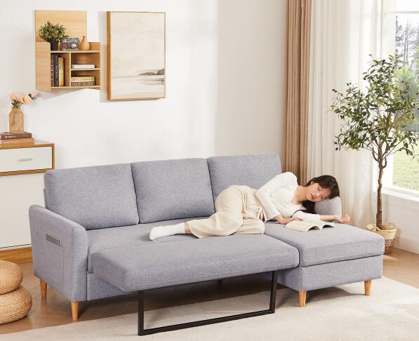 2 seater sofa bed ソファ 2人掛け 収納付き ファブリック 両側に肘掛け付き ソファ コンパクト ひとり暮らし カウチソファー(4)