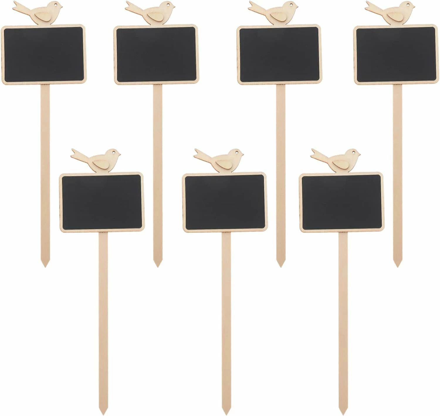 園芸用ラベル ミニ 黒板 木製 鳥 T型ラベル かわいい メッセージ掲示板 園芸マーカー ネームプレート ..