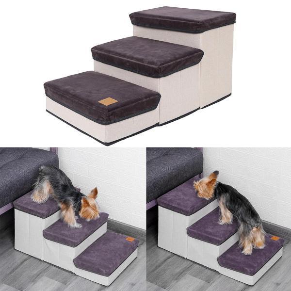 Rakuten - 洗えるカバー付きの犬用階段 犬用スロープはしご 登るためのポータブル