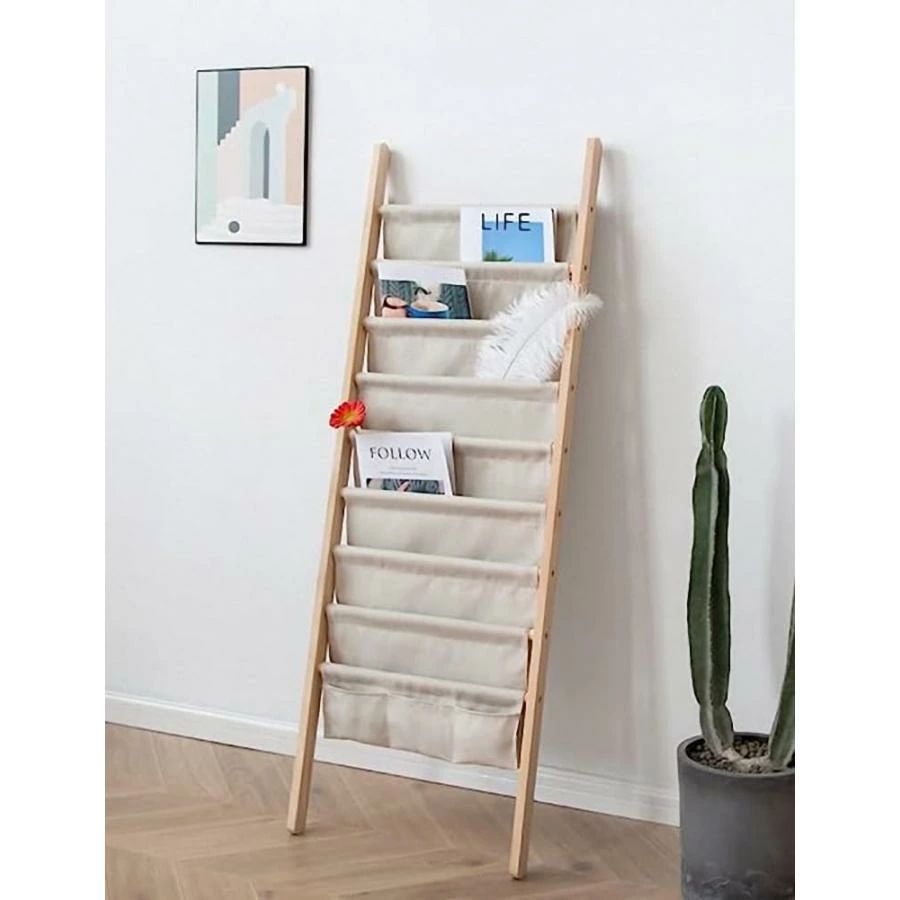 マガジンラック マガジンスタンド ニュージーランド高級原木 欅の木 雑誌ラック 帆布マガジンラック 10..