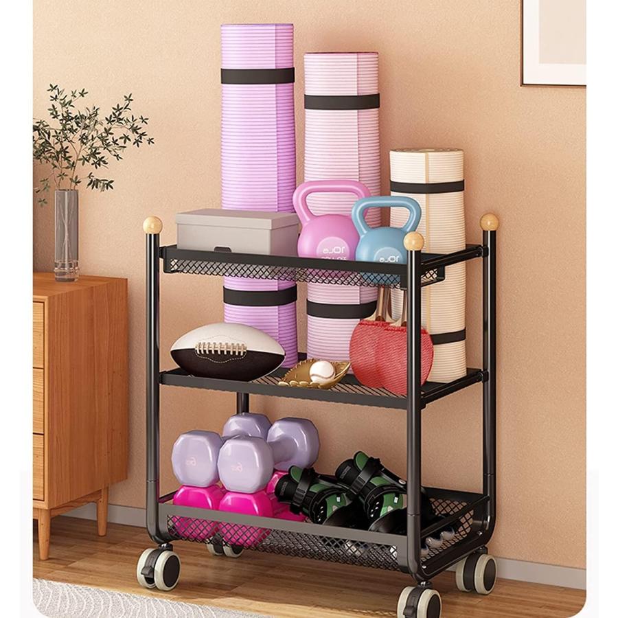 ヨガマット ストレージラック ヨガマット収納ラック ヨガマット収納カート 大容量 車輪付き ヨガマット..