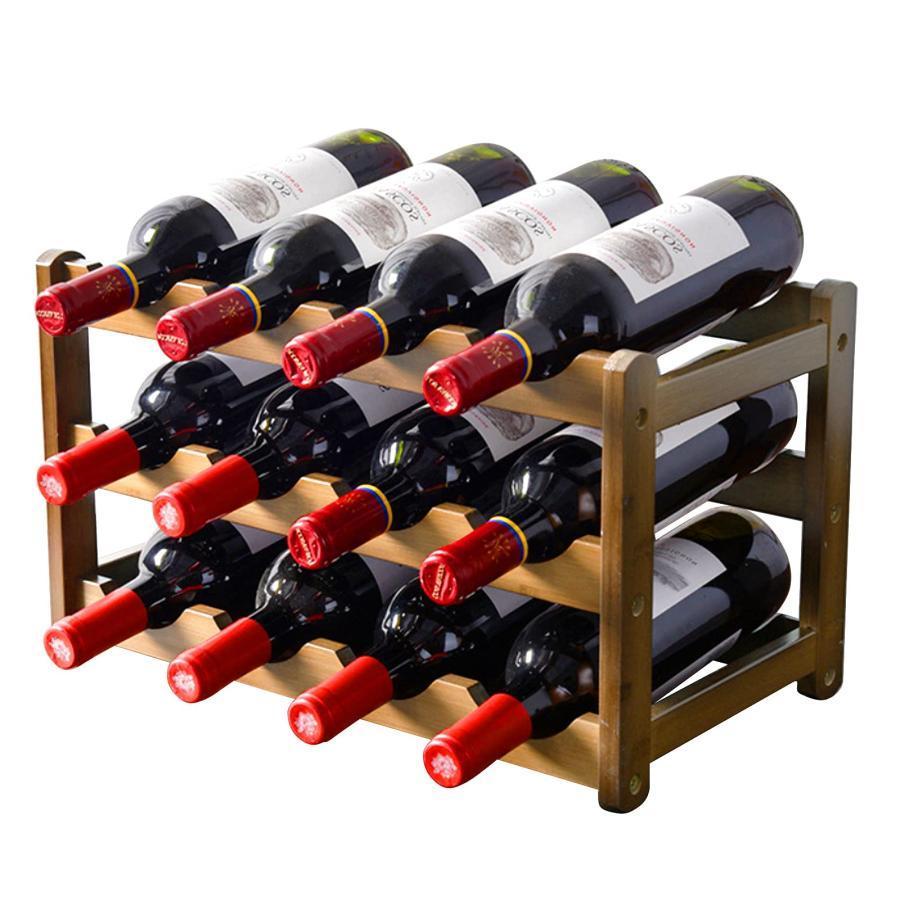 竹製 ワイン ラック ワインホルダー 積み重ね式 ワイン棚 12本用 ワインストレージ ワインスタンド 赤..