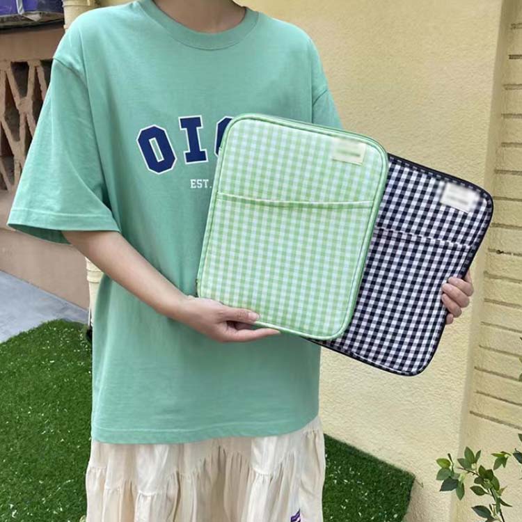 タブレットケース ス10-14インチに適用 タブレット お出かけ チェック柄 子供 女子高生 かわいい 通学 タブレット 出張 iPad収納バッグ キズ防止 MacBook収納 高校生 耐摩耗 ポケット付き 軽量 オシャレ ケース 可愛い ギフト プレゼント 2