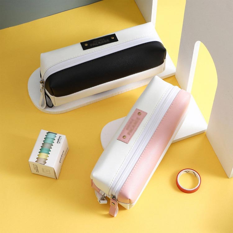 Rakuten - おしゃれ 大容量 化粧ポーチ シンプル 筆袋 筆筒 筆箱 小物入れ かわいい 小学校 中学 高校 大きめ ダブルファスナー