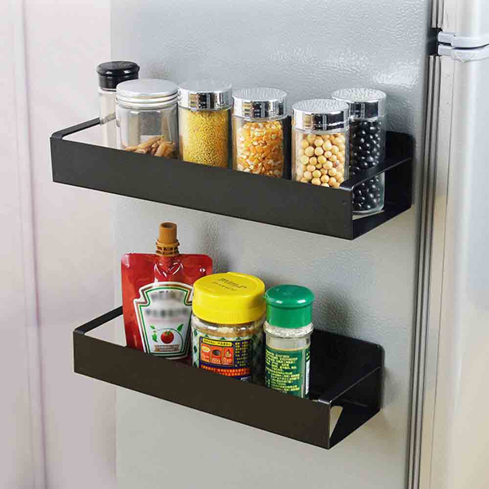 2個セット フック付き マグネット スパイスラック 穴開け不要 キッチンペーパーホルダー付き 調味料収..