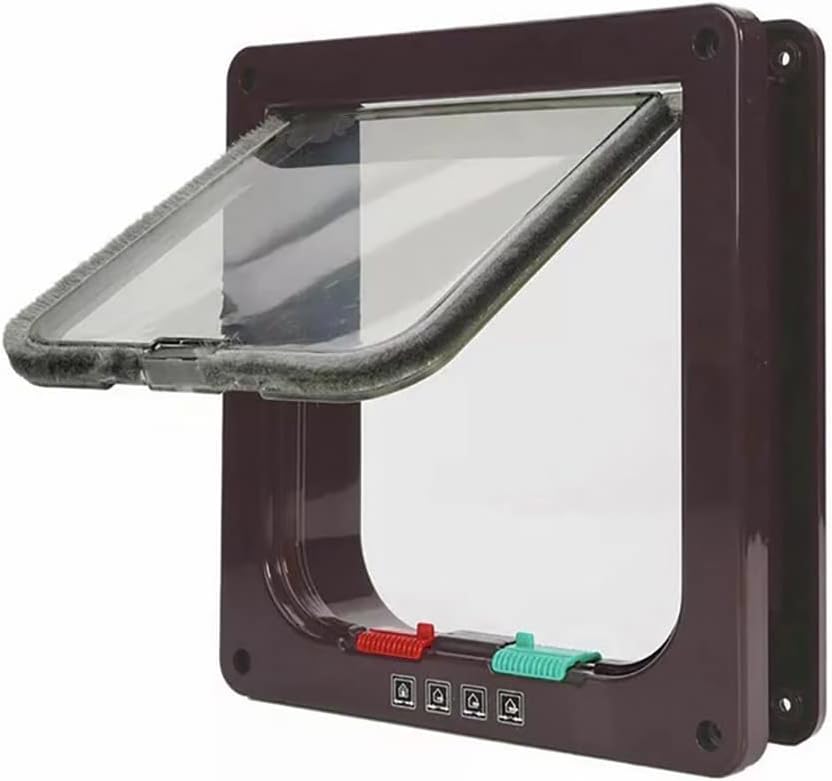 取り付け簡単！愛犬専用のペットドア ペット用扉 犬猫出入り口 ロック、フリー、出、入の4種切替 自由..