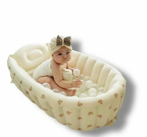 Rakuten - 持ち運び 収納容易 水抜き穴 膨らます 新生児 空気を入れる ベビーバス エアー 新生児0~5歳頃まで ベビープール お風呂 赤ちゃん