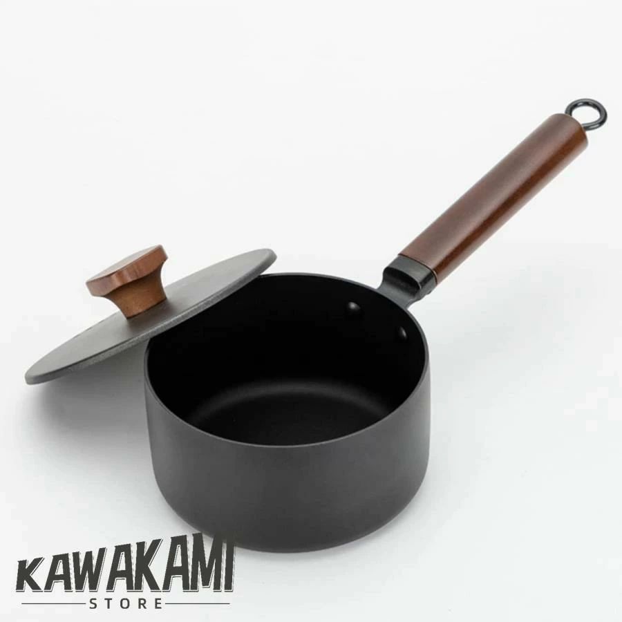 樂天商城 - 片手鍋 鍋 16cm IH・ガス対応 手作り鉄鍋 鍋蓋付 鉄製 洗いやすい ブラック
