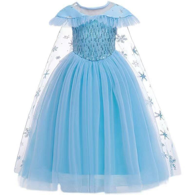「1868] ドレス 雪　雪国　演奏会 ブルー 発表会 誕生日 婚礼 かわいい キッズ　演奏会　女の子　水色　マンチック　プリンセス　子供　高級感
