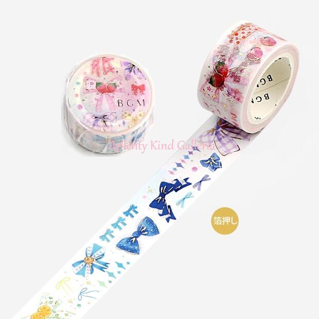 在庫限り【 BGM マステ 】 ライフ/ Life マスキングテープ 箔押し BM-LGCD031 虹色 リボン ビージーエ..