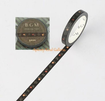 【BGMマステ】ライフ/Life 5mm フラワーとリーフ BM-LS042 BGMマスキングテープ ★ビージーエムの幅5mmのマステLIFEシリーズスリムテープシールラインテープ/お花柄小花フラワーデザイン葉っぱは/便利グッズ★【3cmメール便OK】