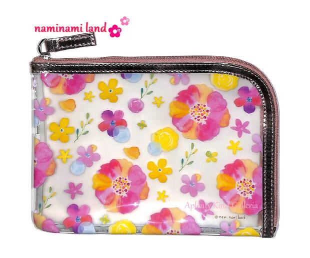 【naminamiland】クリア Mポーチ CP-14382 ふんわりフラワー ★ ナミナミランド うす型 クリアケース クリアポーチ 小物入れ 通帳 カードケース/コスメポーチ 水泳 スパ スポーツクラブ キャンプ 山 川遊び プール スイミング/温泉旅行【3cmメール便OK】