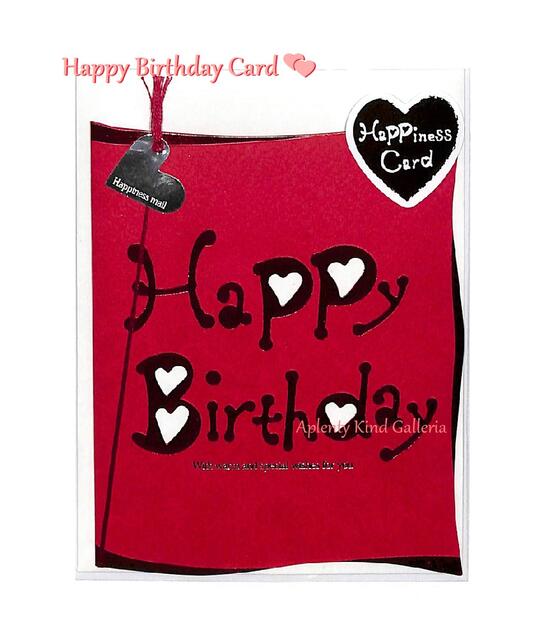 【 お誕生日カード 】 Happy Birthday GC-14265 レッド ハート形 カットデザイン ハッピー バースデー カード ダイカットタイプ おたん...