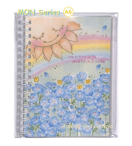 【MON Series】A6サイズリングノート 太陽とネモフィラ NB-14453 ★方眼タイプノート70枚 ★もんシリーズ もんシリーズの5ミリ方眼ノート/メ...