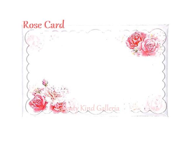 【New】メッセージカード　ローズ/濃淡ピンク系　MC-14466 ★箔押しエンボス加工カードバラ柄/名刺サイズカード10枚入り/一言メッセージ添え書きにミニレターお手紙おしゃれなカードメモ/母の日にフラワーデザインMessage Card一筆箋代わり★【3cmメール便OK】のサムネイル