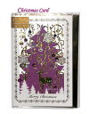 【 Xmas グッズ 】クリスマスカード X34-003 クリスマスツリー レーザーカット アニマルモチーフ 金箔押し ホログラム 紙モチーフ スパンコール ラ...