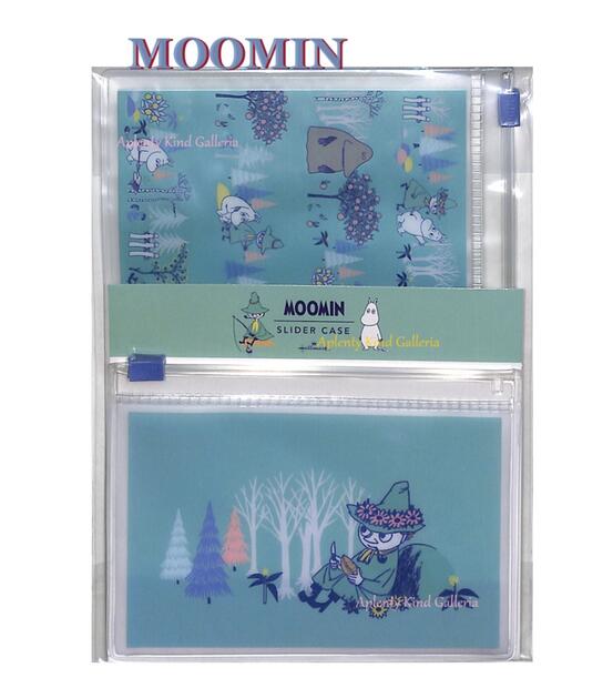 【 MOOMIN グッズ 】 ムーミン スライダーケース セット EKW-826-178 グリーン 2サイズ入り 北欧 むーみん スナフキン ニョロニョロ ムーミングッズ 薄型 ケース クリアケース カード スライドケース 小物収納 海外渡航時 旅行 便利 水辺 【3cmメール便OK】