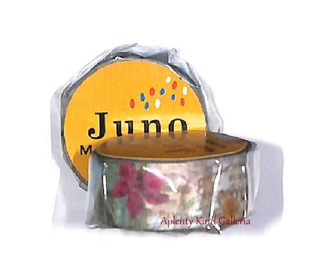 【JUNO Vol.2】Junoマスキングテープvol.2 stamp/スタンプ　JN-MT036 ★ジュノの15mm幅のマステスタンプデザインコラージュ柄お花柄英文字柄★【3cmメール便OK】