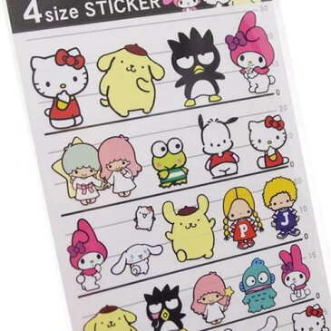 【在庫限り】サンリオオールキャラクターズ 4サイズステッカー NO.60731 ★手帳スケジュール帳に小さいシール大きいシールミニシールシートキティキキララマイメロシナモロールけろけろけろっぴグッズ大集合☆【3cmメール便OK】