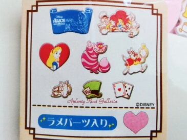 【Aliceグッズ】メルシーデコシールアリス NO.15236 Deco seals★不思議の国のアリスグッズアリスモチーフシールスポンジシール全40個入トランプチェシャ猫英字デザイングリッターラメハート型フレークシールデコレーションシール★【3cmメール便OK】