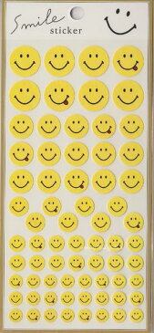 【Smileグッズ】スマイルステッカー スマイリー/シンプル(イエロー) NO.09597 ★スマイルフェイスのシールステッカーシール/手帳スケジュール帳に大小5サイズ入りシールスマイリーグッズSMILEY FACE ハーベイボールワールド★【3cmメール便OK】