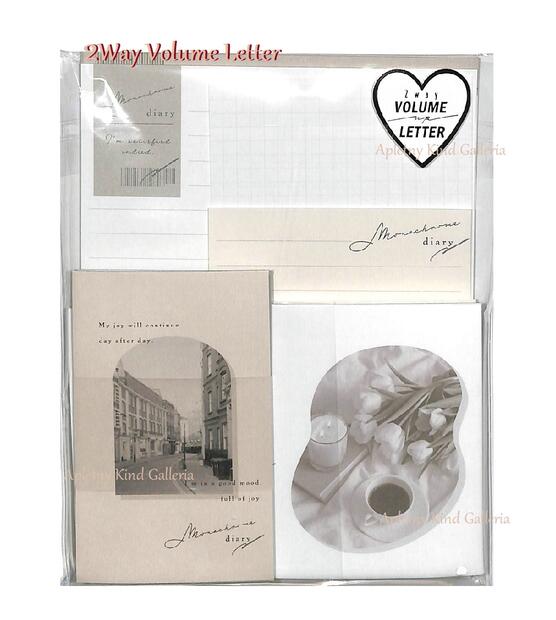 【 Photo Letter Set 】 ボリューム レターセット NO.207021 モノクローム ダイアリー/ MONOCHIROME DIARY 2柄 封...
