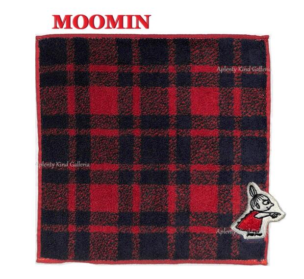 楽天Aplenty Kind Galleria【 MOOMIN グッズ 】 ムーミン タオル ハンカチ NO.217100　LOOK チェック サイズ: 約25×25cm たおる リトルミイ アップリケ付き ミニタオル ふわふわ ガーゼパイル Towel プレゼント みい タータンチェック 汗拭き てふき 通学 通勤【5枚まで 3cmメール便OK】