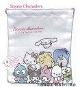 【 Sanrio グッズ 】 サンリオ キャラクターズ NO.303480 マチ付き 巾着 サイズ: 約H200 × W180 × D70mm キティ マイメロ クロミ ハンギョドン ポチャッコ ケロケロケロッピ キキララ バットバツ丸 うさはな ランチ巾着 マチ有 入園 【3cmメール便OK】