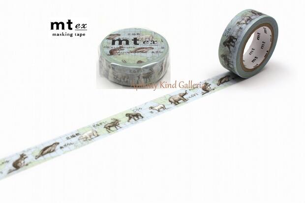 【 Kamoi mt 】 カモイ/ マスキングテープ MTEX1P202 mt ex 世界の動物たち 幅15mm × 7m 長さ カモ井 1..