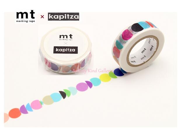  カモイ/ マスキングテープ mt × Kapitza MTKAPI02 lineup mt artist series アーティスト シリーズ 幅15mm × 10m 長さ/ ラインナップ ラインアップパターン柄 ドット風 幾何学風 カピッツァ コラボ マステ カラフル まる 