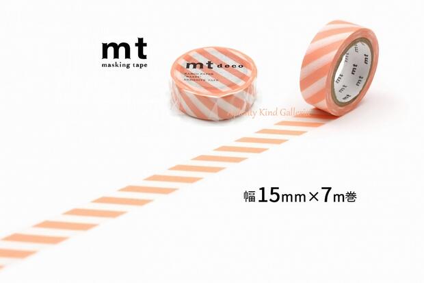 【Kamoi mt】カモイ/マスキングテープ mt 1P　ストライプ・ サーモンピンク　MT01D3