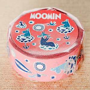 【三宅商店KUMA】 Moomin/ムーミンマスキングテープサーモン moo-nk012 ★ムーミン谷の仲間たちシリーズ★★幅20mmのムーミンマステ縦使いのマステ/スナフキンアンブレラ鳥/幅広タイプマステ★【3cmメール便OK】