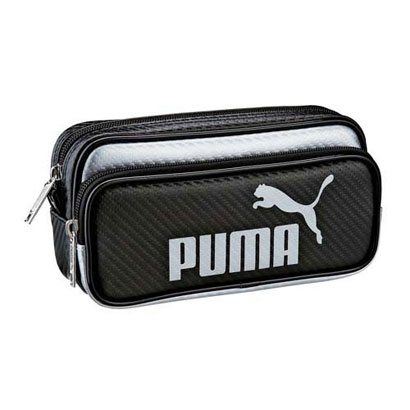 プーマ 【新入学グッズ】クツワ/PUMA　プーマ　カラーカーボンWペンケース ブラック　787PMBK ★ プーマの ペンポーチ ダブルポケット 筆箱 筆ばこ ふでばこ ペンポーチ 新学期/入学準備★【3cmメール便不可】