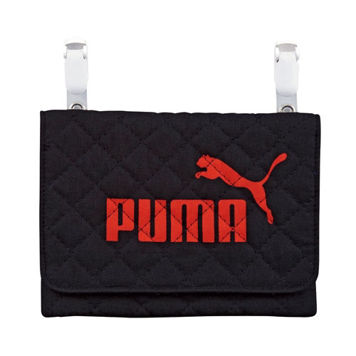 【 PUMA グッズ 】 クツワ/ プーマ ポケットポーチ PM188BK ブラック (赤 PUMA ロゴ プーマ キャット) ポッケ ポーチ クリップ付き 面ファスナー 開閉式 名前欄 2ポケット 小物 収納 持ち歩き 外出時 旅行 【3cmメール便OK】