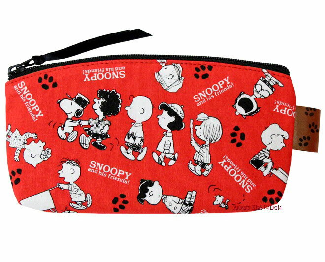 【 Snoopy マステ プレゼント 中 】 クツワ / スヌーピー フラット ペンポーチ B柄 501SQB レッド系 PEANUTS ステーショナリー 小物...