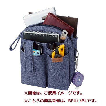 【New】クツワ 文具エプロンバッグ ホルダーデニムブルー BE013BL ★Dr.IONドクターイオンシリーズ/ウエストポーチ多機能バッグ仕分けポケット付き/カラビナ&ベルトループ付/運動会キャンプ野外活動/ビジネスシーン外出時作業時に便利★【3cmメール便OK】
