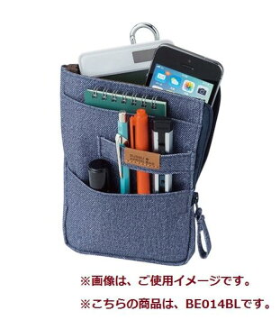 【New】クツワ 文具エプロンバッグ ミニ デニムブルー BE014BL ★Dr.IONドクターイオンシリーズ/ウエストポーチミニ多機能バッグ仕分けポケット付き/カラビナ&ベルトループ付/運動会キャンプ野外活動/ビジネスシーン作業時に便利★【3cmメール便OK】