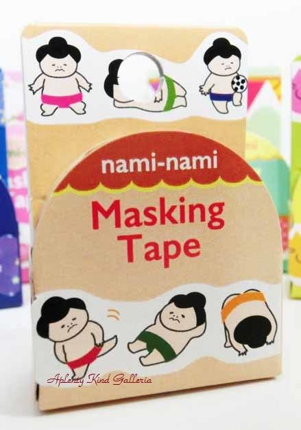 【2016年9月発売】おすもうさん　大　TM00685　ナミナミマスキングテープ/naminami★幅15mmのなみなみマステ/お相撲さん柄相撲取り日本国技座布団和柄にっぽん/Pinebookパインブック★【3cmメール便OK】のサムネイル