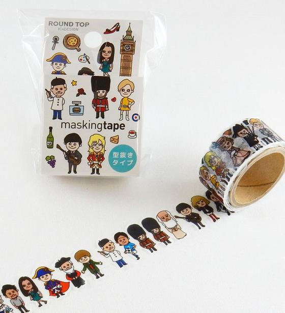 【ic4マステ】人物2　ヨーロッパ　RT-MK-002　ic4design masking tape キャラクターシリーズ　ラウンドトップマスキングテープ★ヨーロッパデザイン世界の人々ヨーロッパ人物柄型抜きマステROUND TOP★【3cmメール便OK】