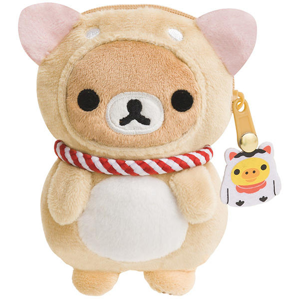 【 Rilakkuma 開運 グッズ 】 リラックマ CK-61501 開運 コインケース リラックマ 犬 福よ こいこい 幸せのリラックマ シリーズ りらっくま 小銭入れ 財布 ソフトボア製 狛犬 スタイル 紅白 ぬいぐるみ風 さいふ ワレット ウォレット【3cmメール便OK】