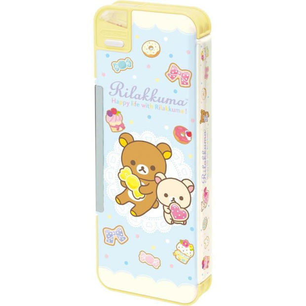 セール価格 【 Rilakkuma 】 リラックマ ソフト ペンケース　PY-66101　ゴーゴースクール 鉛筆削り付き りらっくま 両面開き 筆ばこ 2ドア マグネット筆箱 入学準備 新学期/ スイーツデザイン クッキー カップケーキ 【3cmメール便不可】